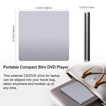 NOLYTH External DVD Drive CT20230403 USB 3.0 Type-C Aluminum Slim Portable