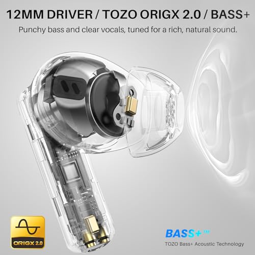 TOZO NC3 Wireless Earbuds Model T11141 with Active Noise Cancelling and ENC Microphone