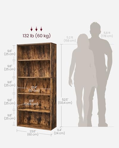 VASAGLE 5-Tier Bookshelf Open Storage Shelf ULBC165X01