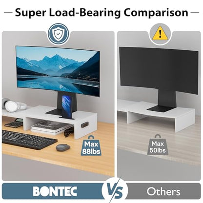 BONTEC 1 Count MTR-S3-WH-FBA Polished Wooden Monitor Stand