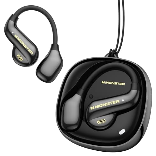 Monster Open Ear AC390 Wireless Earbuds, Bluetooth 6.0, 24-Hour Battery Life, IPX5 Water Resistant, Touch Control, Open Ear Design