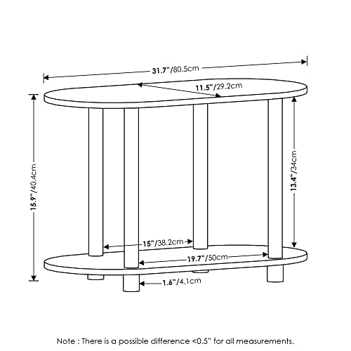 Furinno 4-Tier Oval Shelf RL22085PWHVPWH Floor Mount Display and Storage Unit