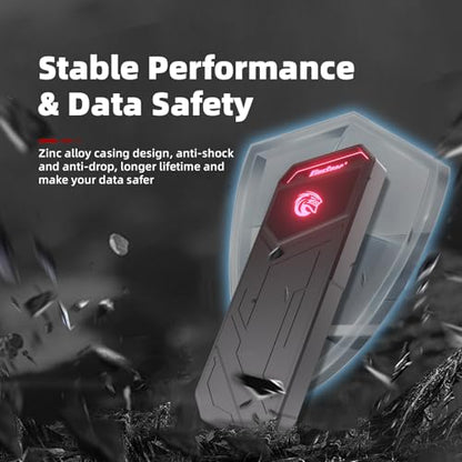 KingSpec 1TB Z5 External Solid State Drive - 2100MB/s Data Rate, USB-C, Zinc Alloy Enclosure, Compatible with Multiple Devices