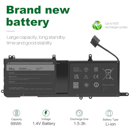 ASUNCELL 9NJM1 Lithium Ion Battery 11.4V 99Wh 3-Cell for Dell Alienware 15 R3, R4, 17 R4, R5