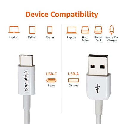 Amazon Basics 6ft USB-C to USB-A Cable L6LUC012-CS-R 15W 480 Mbps Data Transfer White