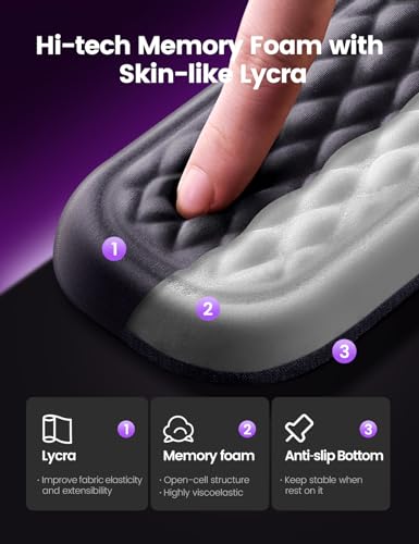 Vaydeer Large STA#021 Wrist Rest Set, Ergonomic Design, Memory Foam, Black, Office Accessories