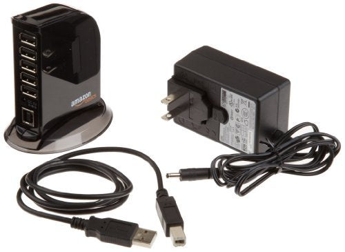 Amazon Basics 7-Port USB 2.0 Hub Tower, Model HU2W70E1, Black