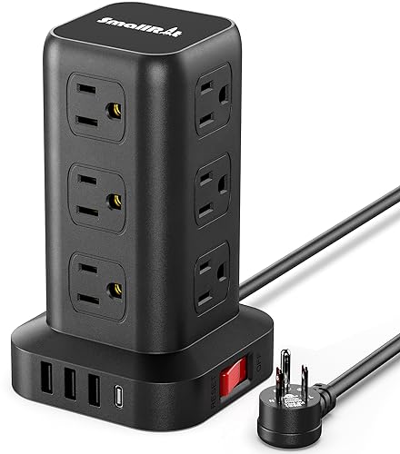 SMALLRT 12 Outlets Model ZYC06 Power Strip Tower with 4 USB Ports