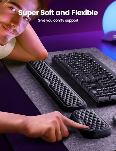 Vaydeer Large STA#021 Wrist Rest Set, Ergonomic Design, Memory Foam, Black, Office Accessories