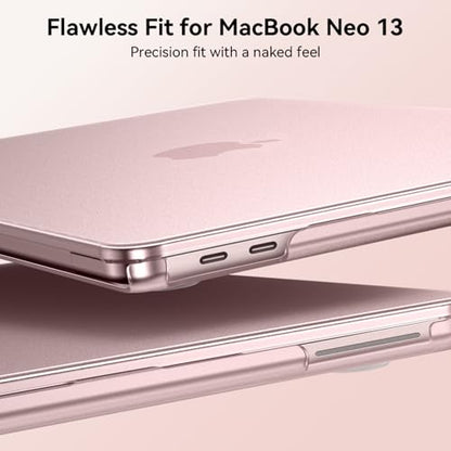 EooCoo MacBook Neo Case 13 inch Model A3404, Blush Clear, Anti-Crack, Scratch Resistant Hard Shell