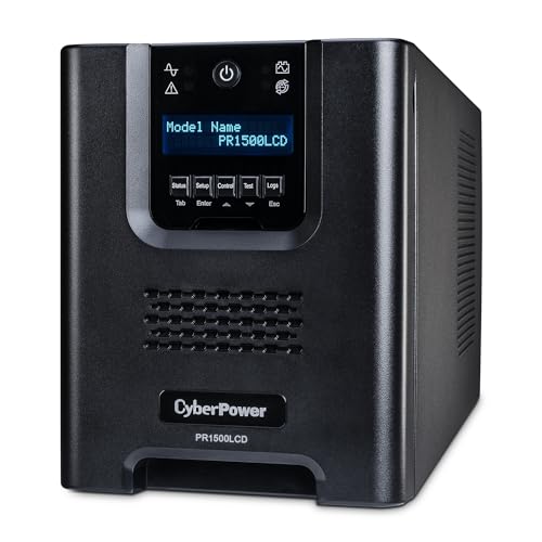 CyberPower 1500VA/1500W PR1500LCD UPS System, Mini-Tower, 8 Outlets, AVR, NEMA