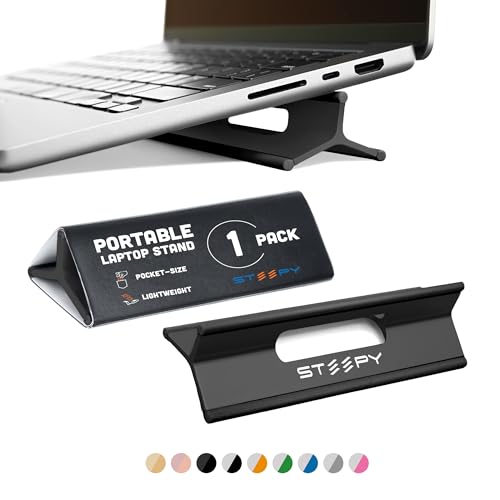 Steepy 5.5 x 1.96 x 1.18 inches Steepy Classic Adjustable Laptop Stand - Plastic - Portable - Midnight Matte - Universal Compatibility