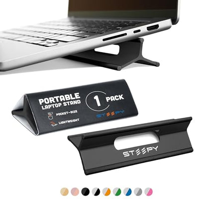 Steepy 5.5 x 1.96 x 1.18 inches Steepy Classic Adjustable Laptop Stand - Plastic - Portable - Midnight Matte - Universal Compatibility