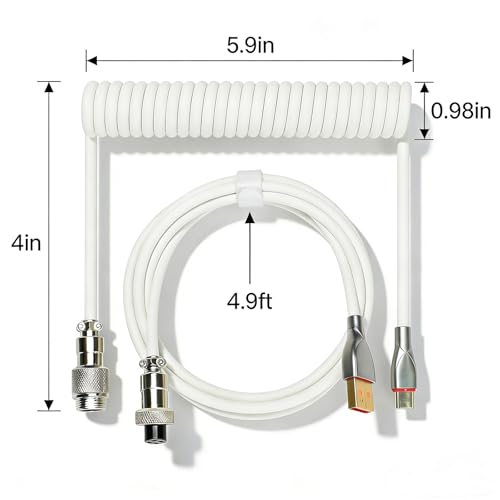 CC MALL 1.5m Type-C Detachable Coiled Keyboard Cable USB-A to USB-C Connector