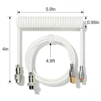 CC MALL 1.5m Type-C Detachable Coiled Keyboard Cable USB-A to USB-C Connector