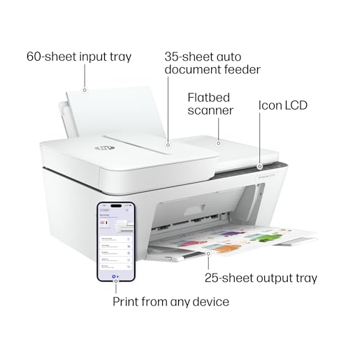 HP DeskJet 4255e Wireless All-in-One Inkjet Printer, 1200 x 1200 DPI, Color, Single Band Wi-Fi