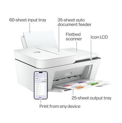 HP DeskJet 4255e Wireless All-in-One Inkjet Printer, 1200 x 1200 DPI, Color, Single Band Wi-Fi