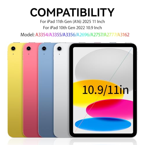 KVTVOU 11 Inch Keyboard Case for iPad (A16) 10th/11th Generation (Model: A3354/A3355/A3356/A2696/A2757/A2777/A3162) Bluetooth Detachable Keyboard Cover