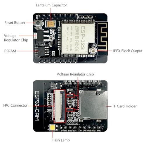 Hosyond ESP32-CAM C890-2PCS 2.4 GHz Dual-Core Development Board 240 MHz Wi-Fi Bluetooth 8 MB Storage