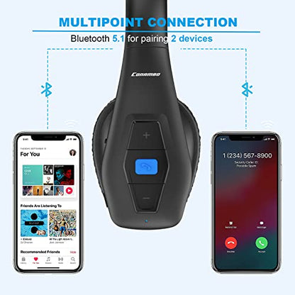Conambo DE-JBT100 Wireless Bluetooth Headset V5.1 CVC8.0 Noise Cancelling Technology 35-Hour Battery Life On-Ear Headphones