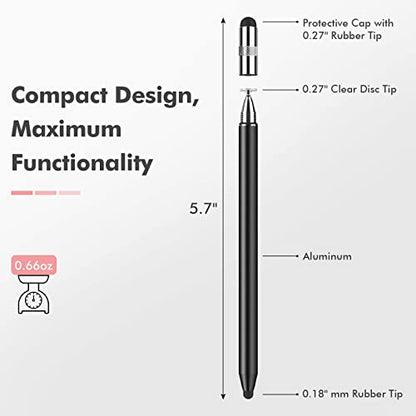 MEKO 3-in-1 Capacitive Stylus for Touch Screens, Black/Rose Gold, 0.35 Inches