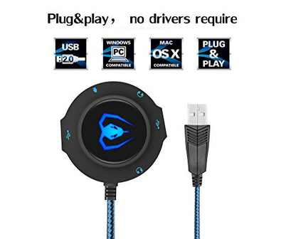 Micolindun External Sound Card GM-280blue USB Audio Adapter with 3.5mm Ports