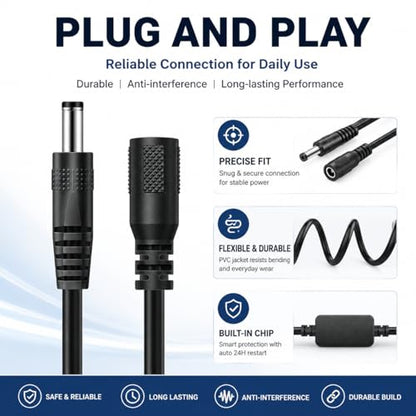 Generic 2.0 Count DC5521 Router Rebooter Automatic Restart Cable with 24-Hour Smart Timer