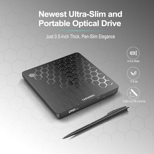 YADIANSU 0.5" YD168 USB 3.0 External CD DVD Drive