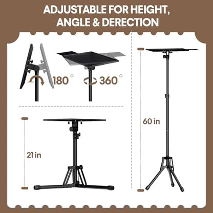 KOOV Projector Stand 20-61" Adjustable Height Metal Tripod with Mouse Tray
