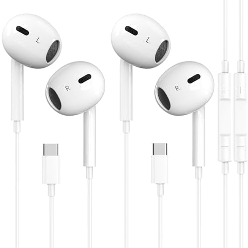 Docutca 2 Pack USB C Headphones Docutca-TC-2PC Wired Earbuds In-Ear Audio Earphone