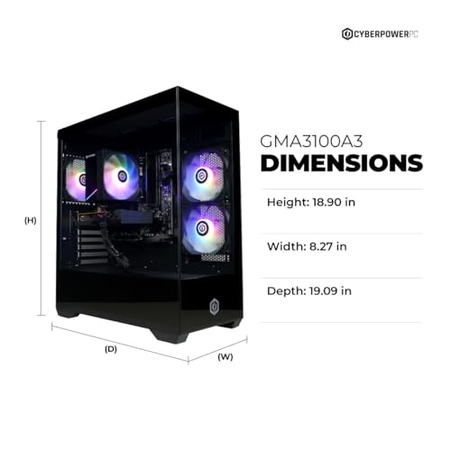 CyberPowerPC Computer Tower GMA3100A3 AMD Ryzen 5 5500 3.6GHz 2560 x 1440 4GB GDDR6 LED Computer Tower