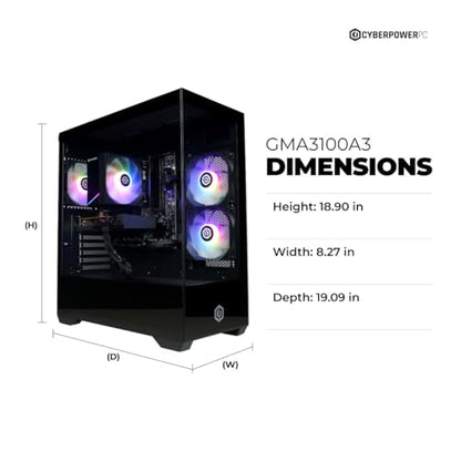 CyberPowerPC Computer Tower GMA3100A3 AMD Ryzen 5 5500 3.6GHz 2560 x 1440 4GB GDDR6 LED Computer Tower