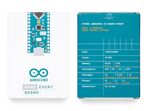 Arduino Nano Every ABX00028-A Cortex Microcontroller 48KB Flash 6KB SRAM 20 Digital I/O Pins USB-C