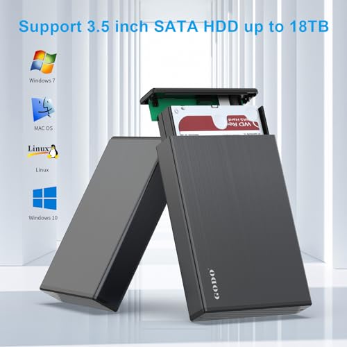 GODO 3.5" SATA Enclosure-Black USB 1.1/2.0/3.0 18TB