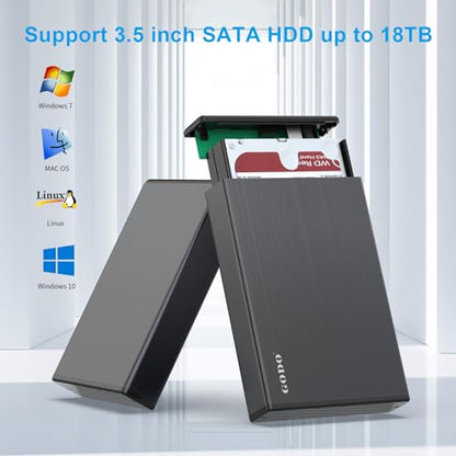 GODO 3.5" SATA Enclosure-Black USB 1.1/2.0/3.0 18TB