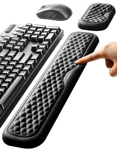 Vaydeer Large STA#021 Wrist Rest Set, Ergonomic Design, Memory Foam, Black, Office Accessories