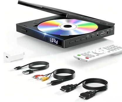 SHIWAKOTO Mini DVD Players for TV 1080P Resolution, HDMI/RCA/USB Connectivity, Multi-Format Support