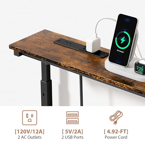 GRLEAF 78 Inch Console Table Set of 2 with Adjustable Height and Power Outlets