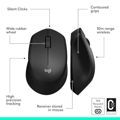 Logitech M330 Silent Wireless Mouse 2.4GHz Optical USB Receiver Battery Powered Wireless PC Mac Chromebook