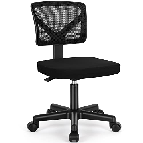 Sweetcrispy Small Office Desk Chair C-2077-BK Adjustable Ergonomic Rolling Design, 250lbs Capacity, Classic Black