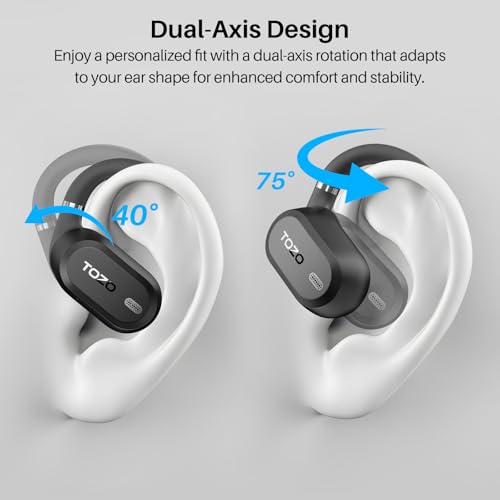 TOZO T13051 OpenWear Wireless Earbuds, Bluetooth 5.4, 60 Hours Battery Life, IPX6 Waterproof, Smart Display