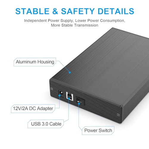 GODO 3.5" SATA Enclosure-Black USB 1.1/2.0/3.0 18TB