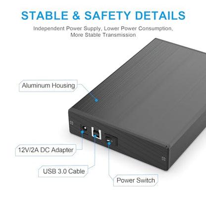 GODO 3.5" SATA Enclosure-Black USB 1.1/2.0/3.0 18TB