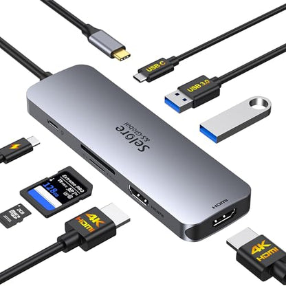 Selore&S-Global USB C Docking Station 8 Ports 2xHDMI Dual Monitor 5Gbps USB 3.0