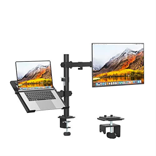 UPGRAVITY 13-27 Inch Laptop and Monitor Mount, 17.6lbs Capacity, Adjustable Gimbal Tabletop Stand, VESA 75/100mm