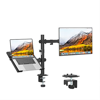 UPGRAVITY 13-27 Inch Laptop and Monitor Mount, 17.6lbs Capacity, Adjustable Gimbal Tabletop Stand, VESA 75/100mm
