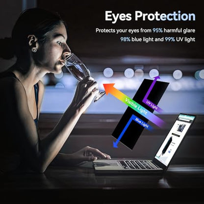 Protescreen 13.3 Inch Privacy Filter Compatible With Lenovo HP Dell Acer Asus, 16:9 Aspect Ratio, Matte Finish, Tempered Glass