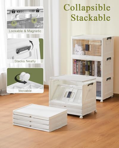 OlarHike 48QT Collapsible Storage Bins - Durable Plastic Bins with Magnetic Closure, 3-Pack