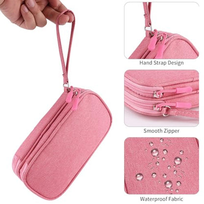 JIAKAI 7.48 x 4.33 x 2.16 inches Travel Cable Organizer Bag - Pink