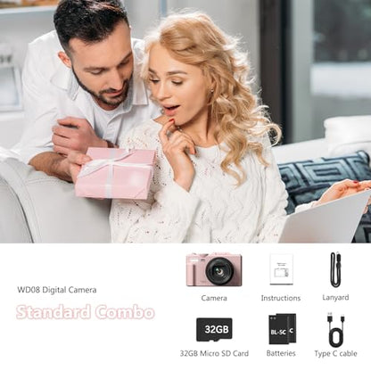 YYKLNYP Compact WD08 64MP 1080p/4K UHD 1/2.5-inch Digital CMOS Camera